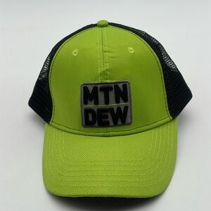 Mountain Dew Baseball Cap adjustable hat strap back Mesh Green Black